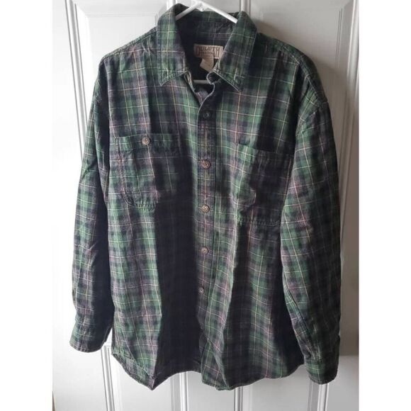 Duluth Trading Company Plaid Button Down Mens SZ L Green - Picture 2 of 11